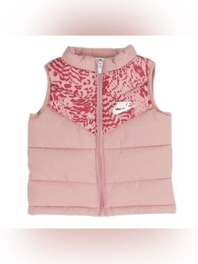 Nike Top Yoke Leopard Print  Lower Pink Puffer Full Zipper Active Vest